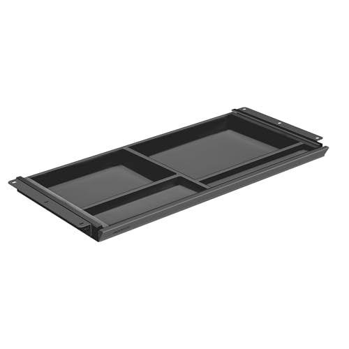 Mount-It! Under Desk Drawer with 4 Compartments, Deep Low-Profile Slide-Out Storage Organizer, 25.8″ x 12.5″ x 1.6″, Smooth Glide Pull-Out Tray for Traditional & Single Motor Standing Desks, Black Mount-It!
