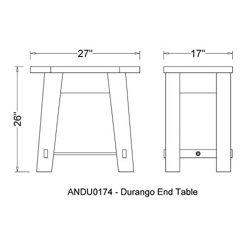 Alaterre Furniture Durango 27" W Industrial Wood End Table