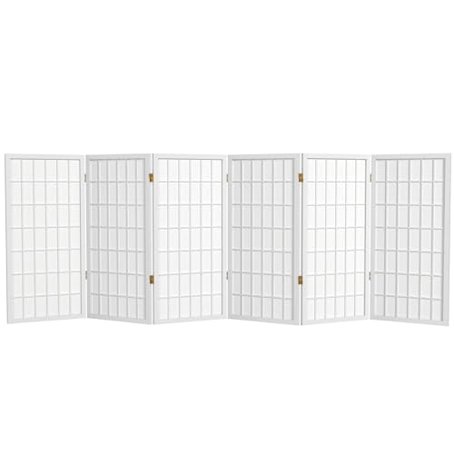 3 ft. Short Window Pane Shoji Screen - White - 6 Panels Red Lantern