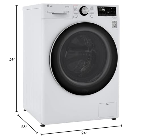 LG WM3555HWA 24 Inch Smart All In One Washer/Dryer with 2.3 cu. ft. Capacity, Wi-Fi Enabled, 14 Wash Cycles, 1400 RPM, Ventless, NeveRust Stainless Steel Drum, Quiet Operation, TrueBalance, Sensor Dry in White LG