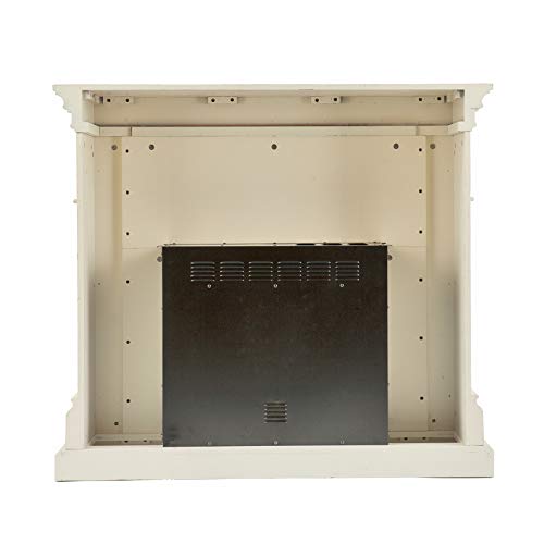 SEI Furniture Sicilian Harvest Traditional Style Electric 44" Mantel Fireplace, Radiant Heat Space Heater w/LED Flames Remote Controlled Features, Ivory SEI Furniture