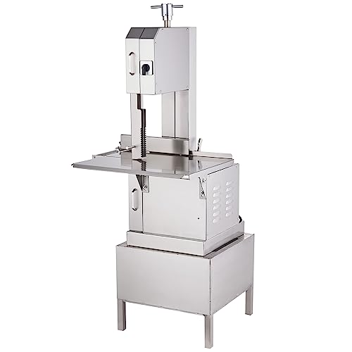 VEVOR Commercial Electric Meat Bandsaw, 2200W Stainless Steel Vertical Bone Sawing Machine, Workbeach 24.4" x 20.5", 0.16-8.7 Inch Cutting Thickness, Frozen Meat Cutter with 6 Blades for Rib  - WoodArtSupply