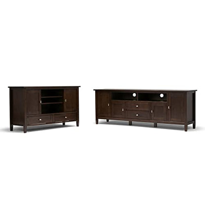 SIMPLIHOME Warm Shaker SOLID WOOD 47 Inch Wide Transitional TV Media Stand in Tobacco Brown for TVs up to 50 Inches, For the Living Room and