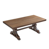 kevinplus 78.74'' Rectangular Wood Dining Table Kitchen Table for 6-8, Modern Mid-Century Retro Style Rubber Wood Metarial for Dining Room Trestle Pedestal Base, Dark Oak kevinplus