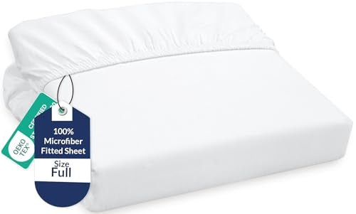 Royale Linens Fitted Sheet Full - Ultra Soft 1800 Brushed Microfiber - Hotel Luxury Bottom Sheets - Wrinkle Free & Fade Resistant - Deep Pocket Fitted Sheet Only (Full, White) ROYALE LINENS