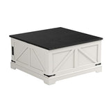 FiveWillowise Farmhouse Lift Top Coffee Table with Large Hidden Storage Compartment, 31.5" W Wood Square Center Table with Charging Station, Rustic Cocktail Table for Living Room, Home Office, White FiveWillowise