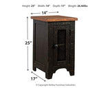 Signature Design by Ashley Valebeck Rustic Farmhouse Chair Side End Table with Cabinet Door, Distressed Black Signature Design by Ashley