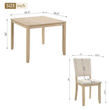 JIJIWANG Modern 4 Person Dining Table Set with 4 Chairs, Dining Table Set for 4 People, 5-Piece Wooden Dining Table Sets for Living Room, Kitchen and Dining Room, Liaght Oak + Beige JIJIWANG