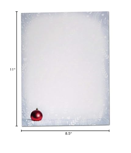 Black Tabby Studio Snowy Red Ornament Holiday & Christmas Winter Stationery - 60 Sheet Set of Letterhead Paper Hill Valley Greetings