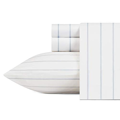 Nautica - Full Size Sheet Sets, Cotton Percale Preppy Bedding, Crisp & Cool, Lightweight & Breathable (Skippers Island Light Blue, Full) Nautica