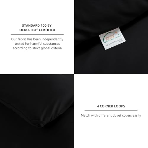 CozyLux Comforter Full Size Set Black, 3 Pieces Solid Lightweight Soft Bed Set for All Season, Luxury Breathable Quilted Style Microfiber Down Alternative Bedding Sets (1 Comforter & 2 Pillowcases) CozyLux