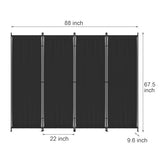 Morngardo 6FT Room Divider Portable, Folding Privacy Screens, 4 Panel Room Partitions, 88" Foldable Wall Dividers, Separating for Home Office Bedroom Dorm Decor (Black) Morngardo