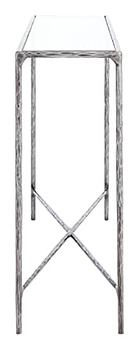 SAFAVIEH Couture Home Collection Jessa Silver Metal/Tempered Glass Top Entryway Living Room Rectangle Console Table (Fully Assembled) SAFAVIEH