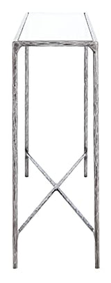 SAFAVIEH Couture Home Collection Jessa Silver Metal/Tempered Glass Top Entryway Living Room Rectangle Console Table (Fully Assembled) SAFAVIEH