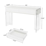 Tribesigns Computer Desk with 2 Drawers, Home Office Desk with Acrylic Legs, Modern White Desk with Storage, Makeup Vanity Desk for Bedroom Tribesigns