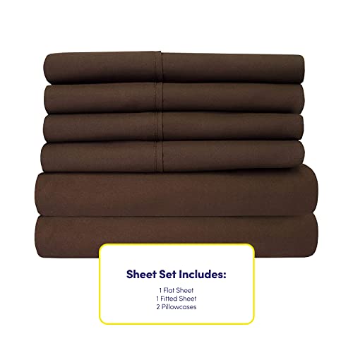 Twin Size Bed Sheets - 4 Piece 1500 Supreme Collection Fine Brushed Microfiber Deep Pocket Twin Sheet Set Bedding - 1 EXTRA PILLOW CASES, GREAT VALUE, Twin, Brown Sweet Home Collection