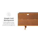 Walker Edison 3-Drawer Mid Century Modern Wood TV Stand for TV's up to 65" Flat Screen Cabinet Door Living Room Storage Entertainment Center, 58 Inch, Caramel Walker Edison