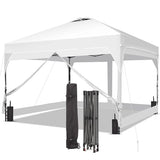 GDY 12x12FT Pop Up Canopy Tent with One Push Setup, Easy Setup Gazebo with 4 PVC Transparent Sidewalls,Includes Wheeled Bag. for Events, Parties, Camping, White. GDY