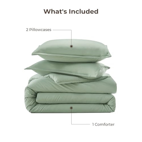 Litanika Twin/Twin XL Comforter Set Sage Green, 2 Pieces Comforter Sets Soft Down Alternative Comforter All Season Quilt Blanket (66x90In Comforter & 1 Pillowcase) Litanika