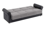 Ottomanson Convertible Sofa Bed Futon Couch with Hidden Storage & Click-Clack Sit-Sleep Conversion – Firm Support Sleeper Sofa for Living Room, Apartment & Guest Room, Gray Ottomanson