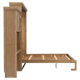 Merax Queen Size Murphy Bed with Multiple Storage Shelves,Wall Bed with Louvered Style Decoration,Wood Merax