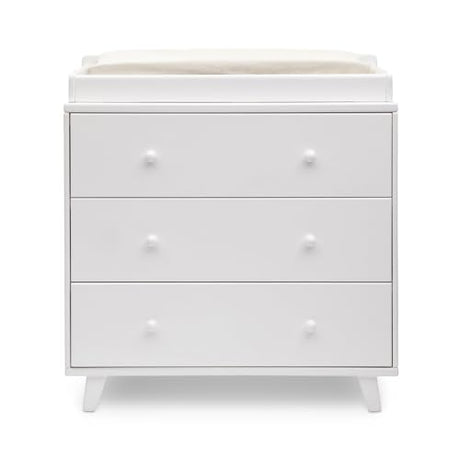 Delta Children Ava 3 Drawer Dresser with Changing Top and Interlocking Drawers - Greenguard Gold Certified, White Delta Children
