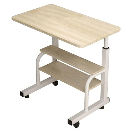 duwiikab Standing Desk with Storage Shelves, Desks on Wheels Adjustable Height, Computer Desk on Wheels, Moveable Table, Portable Desks, Small Standing Table, Mobile Computer Table for Home Office duwiikab