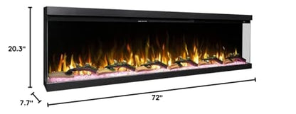 Modern Ember Skyline 72 Inch Linear Multi-Sided 3D Wi-Fi Smart Electric Fireplace - 1,000+ Flame & Ember Bed Color Combinations, Fully or Partially Recessed | Works with Alexa and Google Assistant