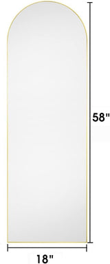 AyeWish Floor Mirror, Full Length Mirror, Arched Mirror, Standing Mirror, Tall Mirror, Wall Mounted, FreeStanding, Large Mirror, 58"×18", Aluminum Frame - Gold AyeWish
