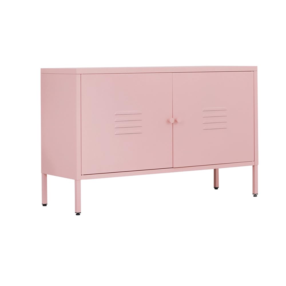 ZHISLUCK 2 Door Metal Accent Storage Cabinet for Bed Room,Living Room,Home,Hotel,Office,2-Tier Steel Storage Cabinet TV Stand (Pink)