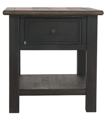 Signature Design by Ashley Tyler Creek Rustic End Table with Storage Drawer and Fixed Shelf, Brown & Black