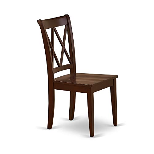 East West Furniture Antique 3 Piece Room Set Contains a Round Wooden Table with Pedestal and 2 Kitchen Dining Chairs, 36x36 Inch, AMCL3-MAH-W East West Furniture