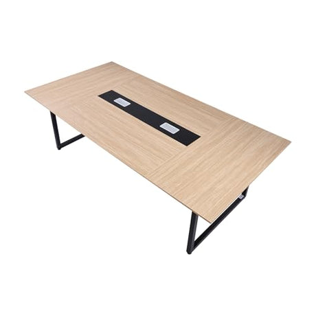 VEVOR Conference Table, 8 ft Office Meeting Table for 10 Person, Modern Rectangle Seminar Desk with Metal Legs, Large Meeting Desk Ideal for Office, Boardroom, Conference Room, Easy Assembly, Brown VEVOR