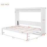 Ball & Cast Queen Size Murphy Bed,Hideaway Beds with Dual Piston Metal Folding Mechanism Designed,Wood Wall Cabinets Bedframe w/Slat Support and Storage Platform Top,Hardware Chain,for Apartment,White Ball & Cast
