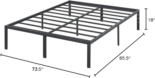 Olee Sleep 18 Inch Heavy Duty Steel Slat Anti-Slip Support, Easy Assembly Platform Bed Frame, Noise Free Steel Mattress Foundation, Maximum Storage, No Box Spring Needed, Black, Cal King Size Olee Sleep