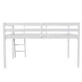 VINGLI Junior Low Loft Bed with Stairs, White Wood Loft Bed Full Size for Adults, Kids and Young Teens, No Box Spring Required,Wood Slat Support VINGLI