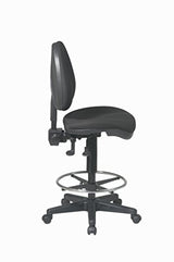 Office Star DC Series Deluxe Ergonomic Adjustable Padded Drafting Chair with 18.5 Inch Chromed Footring and Dual Wheel Carpet Casters, Icon Black Fabric Office Star Products