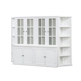Merax 75.3"x 105.5" Tall Display Cabinets and Two Triangle Sided Bookshelves,Minimalist Wooden Storage Cabinets, Sideboard Cupboard for Living Room,Dining Room Hallway Entryway,White Merax