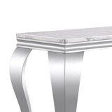 Modern Rectangular Silver Faux Marble Console Table, 0.71" Thick Faux Marble Top, 4 Stainless Steel Legs with Silver Mirrored Finish for Living Room (Silver6) ShopBOPP