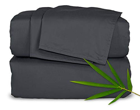Pure Bamboo Full Sheets, Genuine 100% Organic Viscose Derived from Bamboo Bed Sheet Set, Luxuriously Soft & Cooling, Double Stitching, 2 Year Quality Promise (Full, Charcoal) Pure Bamboo