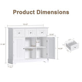 ChooChoo Buffet Cabinet, Coffee Bar with Drawers and Doors, Sideboard Storage with Shelves for Kitchen, Dining Room, Living Room, White ChooChoo