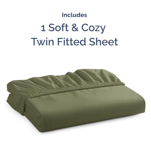 Twin Fitted Bed Sheet - Bottom Single Fitted Sheet Only - Soft Hotel Luxury Bedding w/ 8-16 Inch Deep Pockets - Breathable, Cooling & Wrinkle Free - Easy-Care, Fade and Shrink Resistant - Sage Green CGK Unlimited