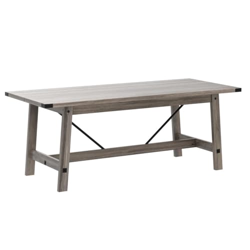 WAMPAT Set of 2 Farmhouse Dining Tables for 8-12 Persons with Heavy Duty Wooden Legs, 135.4 Inch Rectangular Modern Wood Kitchen Table for Dining Room & Living Room, Rustic Grey WAMPAT