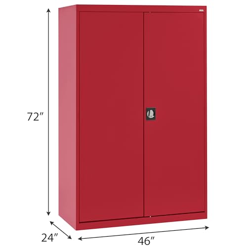 Sandusky Lee EA4R462472-01 Elite Garage Storage Cabinet, Steel Utility Cabinet with Adjustable Shelves, 72"H, Red Sandusky