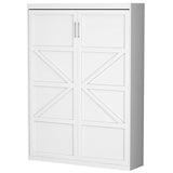 ROOMTEC Full Size Murphy Wall Bed, White, Space-Saving Furniture Bed Frame for Bed Room,Guest Room,Home Office ROOMTEC