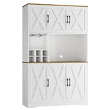 HOSTACK Kitchen Pantry Storage Cabinet, 71" Tall Food Pantry Cabinet with Microwave Stand, Farmhouse Kitchen Hutch Cabinet, Coffee Bar Hutch with Wine Rack for Dining Room, Living Room, White HOSTACK