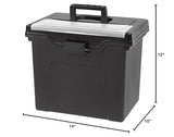 IRIS USA File Box with Lid File Organizer for Letter File w/ Organizer-Lid, Plastic Mobile Filing Organizer, Water Resistant Document Box, Portable File Box with Handle, Secure Buckle, Lockable, Black IRIS