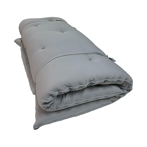D&D Futon Furniture Traditional Japanese Floor Rolling Futon Mattress, Cotton Batting/Foam/Polyester Batting, Foldable Bed (Gray, 3 x 54 x 80 (in) Full Size) D&D Futon Furniture