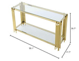 Goujxcy Modern Glass Console Table, 55" Gold Sofa Table with Sturdy Metal Frame and Clear Tempered Glass Top for Living Room Entryway Bedroom (Gold) Goujxcy