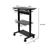 Stand Up Desk Store Mobile Rolling Adjustable Height Standing Workstation with Printer Shelf and Slideout Keyboard Tray (Black Frame/Black Top, 30" Wide) S Stand Up Desk Store